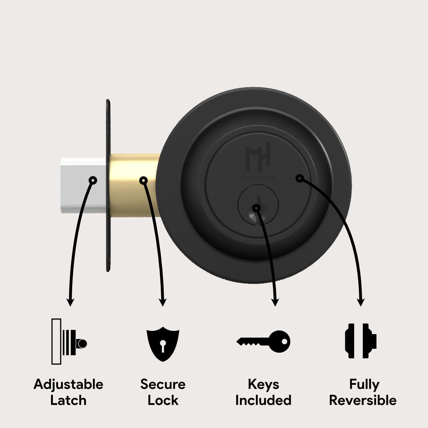 Matte Black Universal Handing Round Deadbolt for Entry Doors