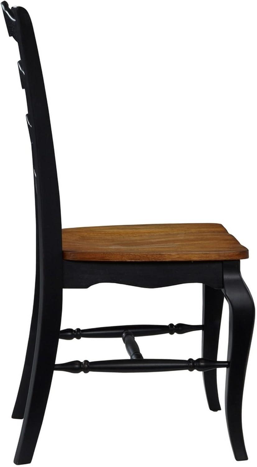 High Ladderback Oak and Black Wood Side Chair Pair