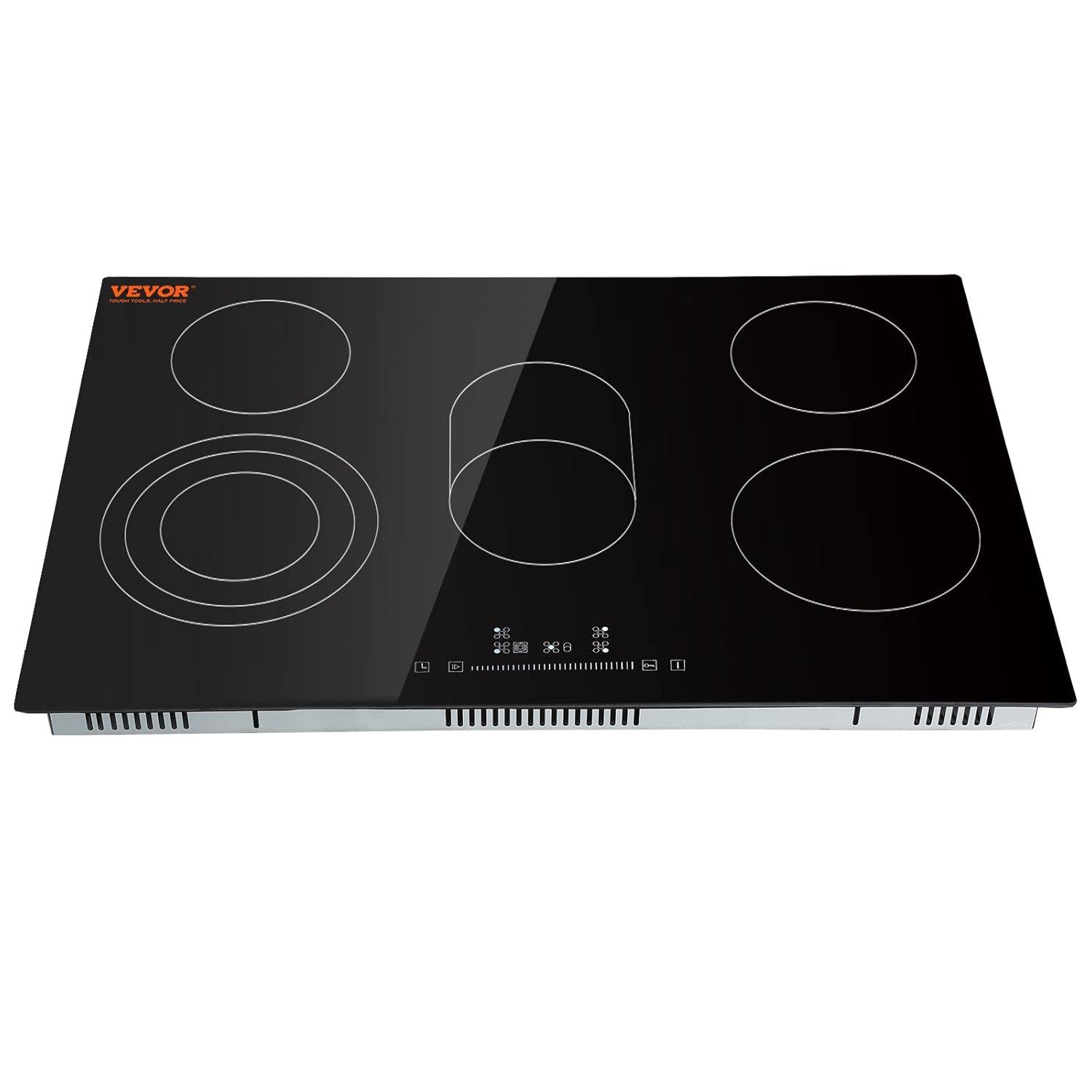 VEVOR 30" Black Electric 5 Burner Cooktop with Dual Size Power Burner