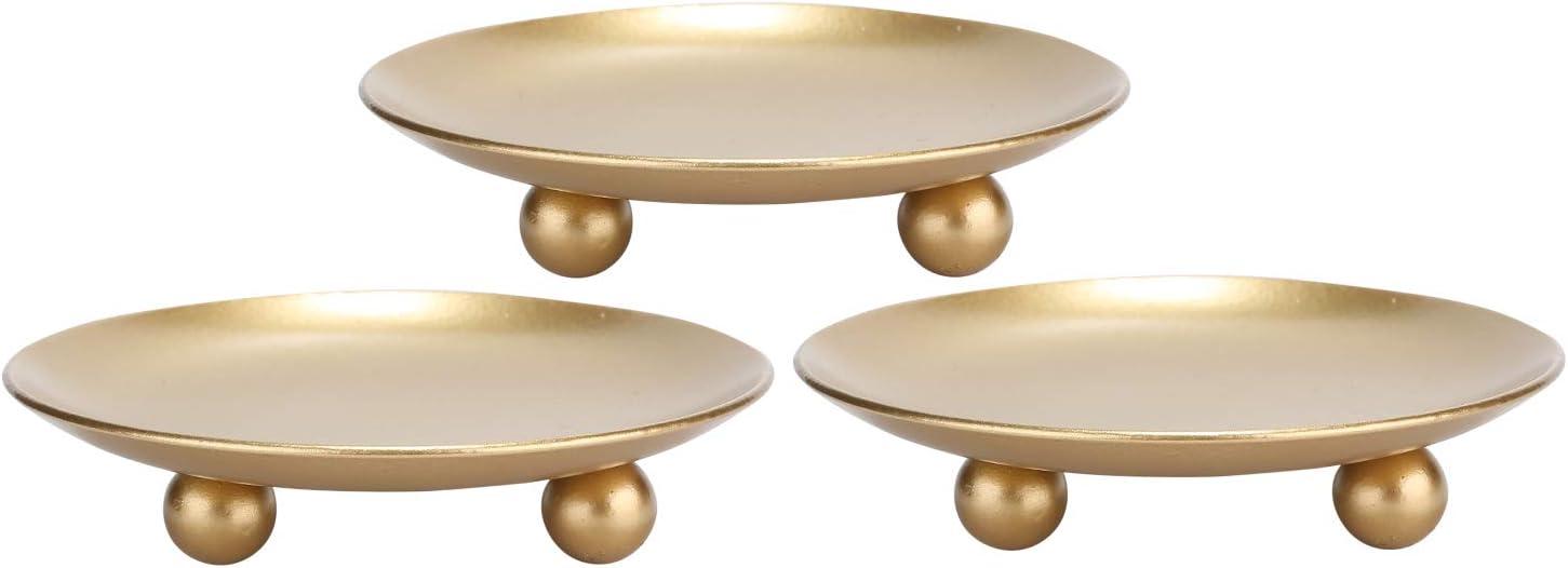 Gold Iron Plate Candle Holder Set of 3