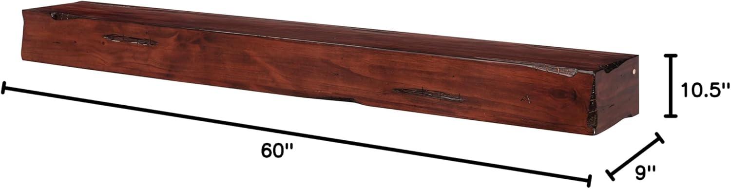 Rustic Distressed Cherry 60-Inch Wooden Fireplace Mantel Shelf