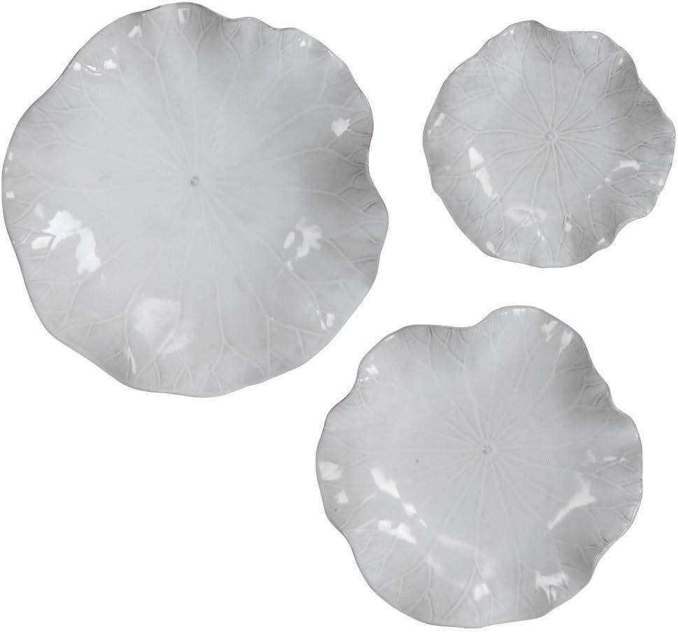Uttermost Abella 18"W White 3-Piece Flower Ceramic Wall Art Set