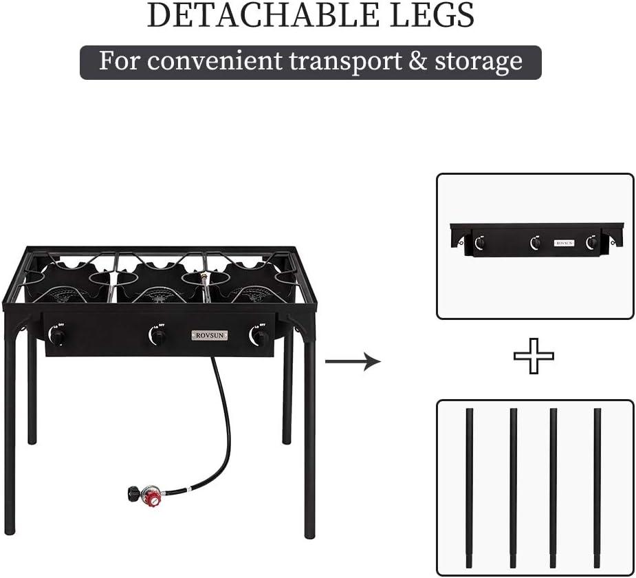 ROVSUN 2/3 Burner Outdoor Propane Gas Stove High Pressure Stand Cooker for Backyard Cooking Camping Home Brewing Canning Turkey Frying, 20 PSI CSA Listed Regulator
