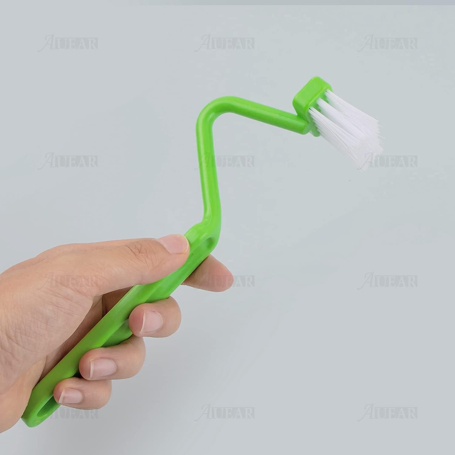 Green Plastic Curved V-Shaped Toilet Brush Set