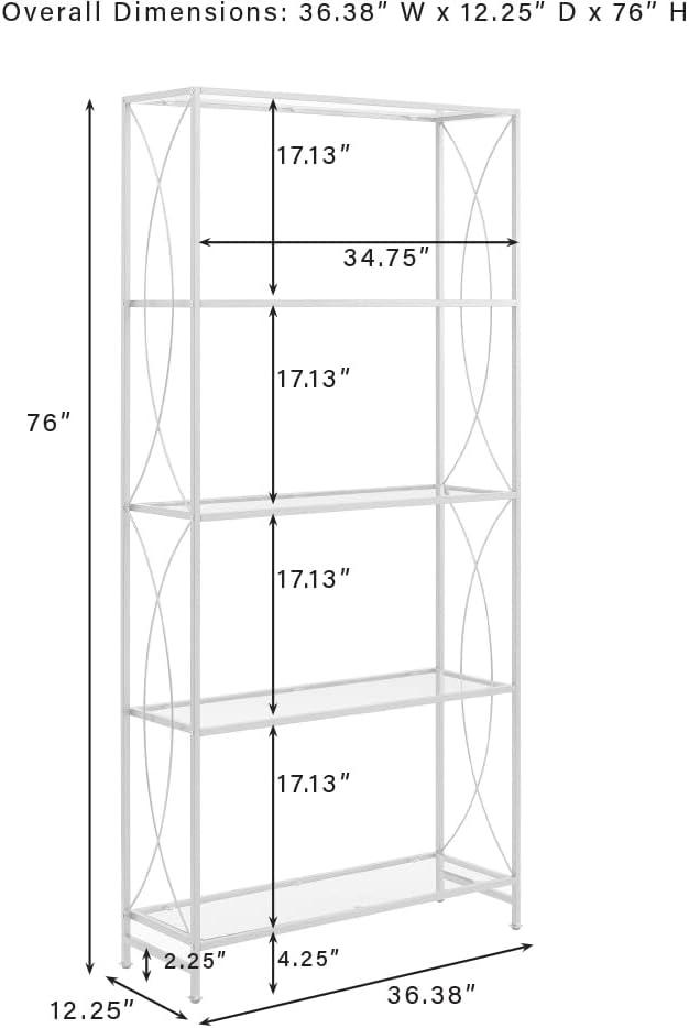 76" Helena Etagere Gold - Crosley: Sturdy Steel Frame, Curved Accents, 4 Clear Glass Shelves