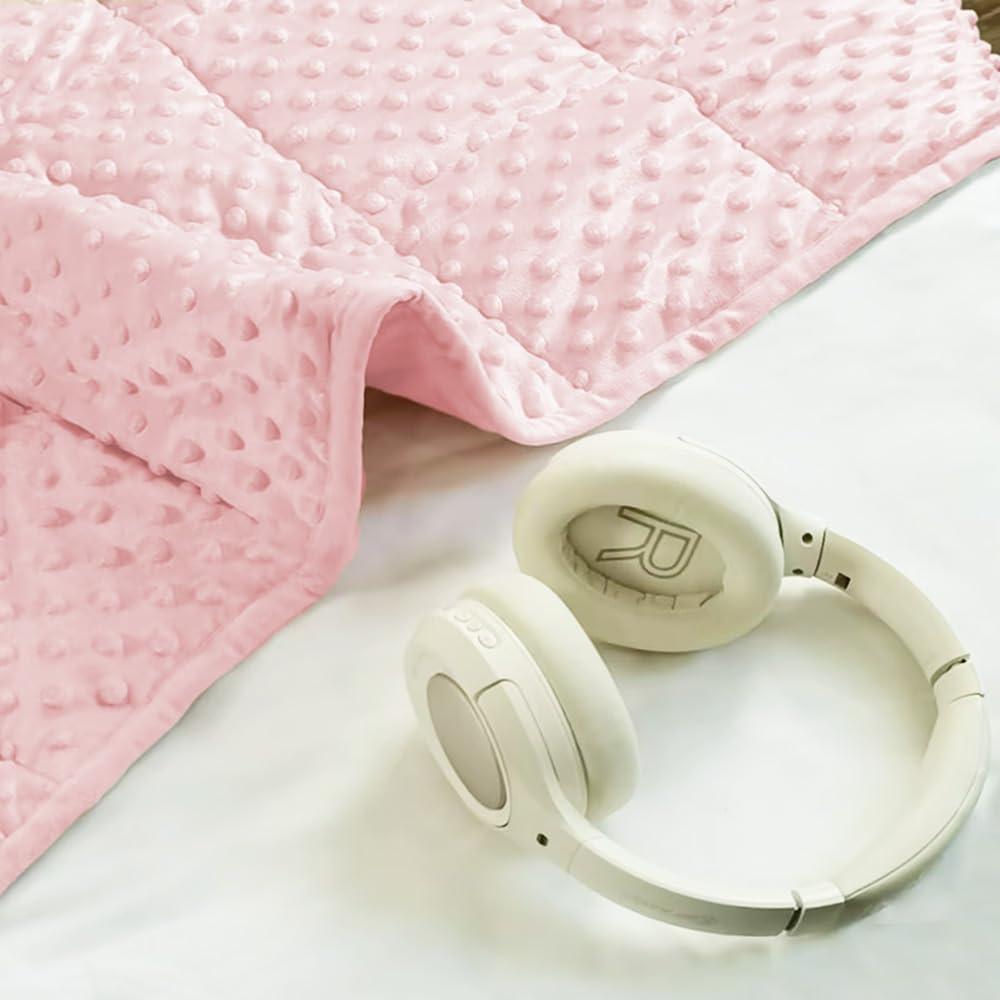 ALANSMA Weighted Blanket for All Season, Luxury Velvet, Warm and Cool, Adult Kids Reversible 15Lb Weighted Blanket, Enjoy Sleeping Anywhere(Pink,60"x80" 15lbs)