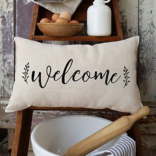 PANDICORN Welcome Throw Pillow Covers 12x20 Inch Modern Farmhouse Outdoor Front Porch Patio Decorations Lumbar Decorative Throw Pillows Cases Cushion Covers for Home Living Room Bedroom Couch Decor