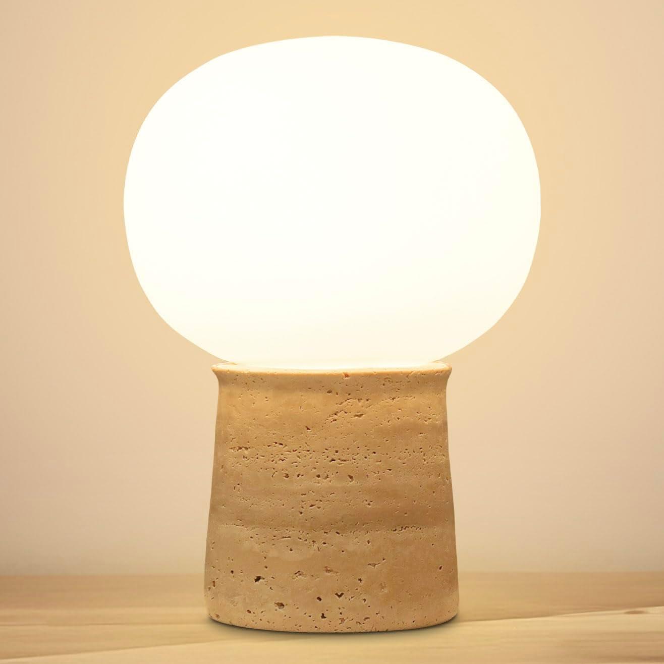 Brightech Neptune 12" LED Table Lamp With Natural Travertine Stone Base | Wayfair
