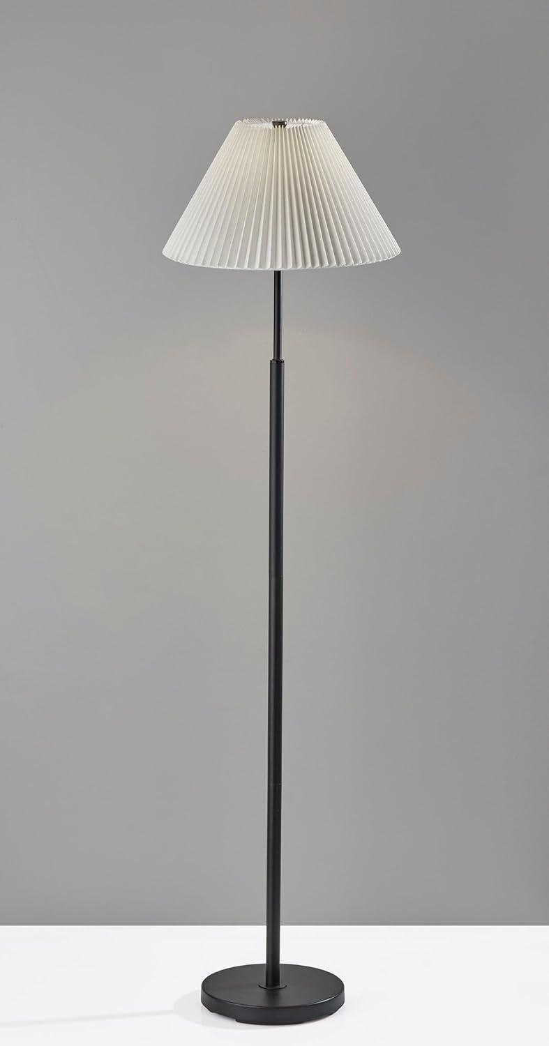 Adesso Jeremy Floor Lamp Black: 60.75" Metal with Linen Shade, 3-Way Rotary Switch, UL Listed