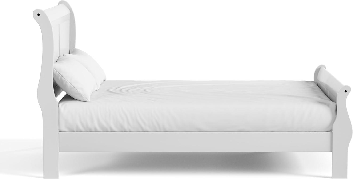 Burkhart White Queen Wood Frame Sleigh Bed with Slat Kit