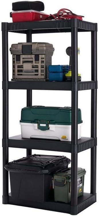 Plano 4-Shelf Standard Duty Plastic Storage Shelves, 48” x 21” x 14”, 200lb Capacity