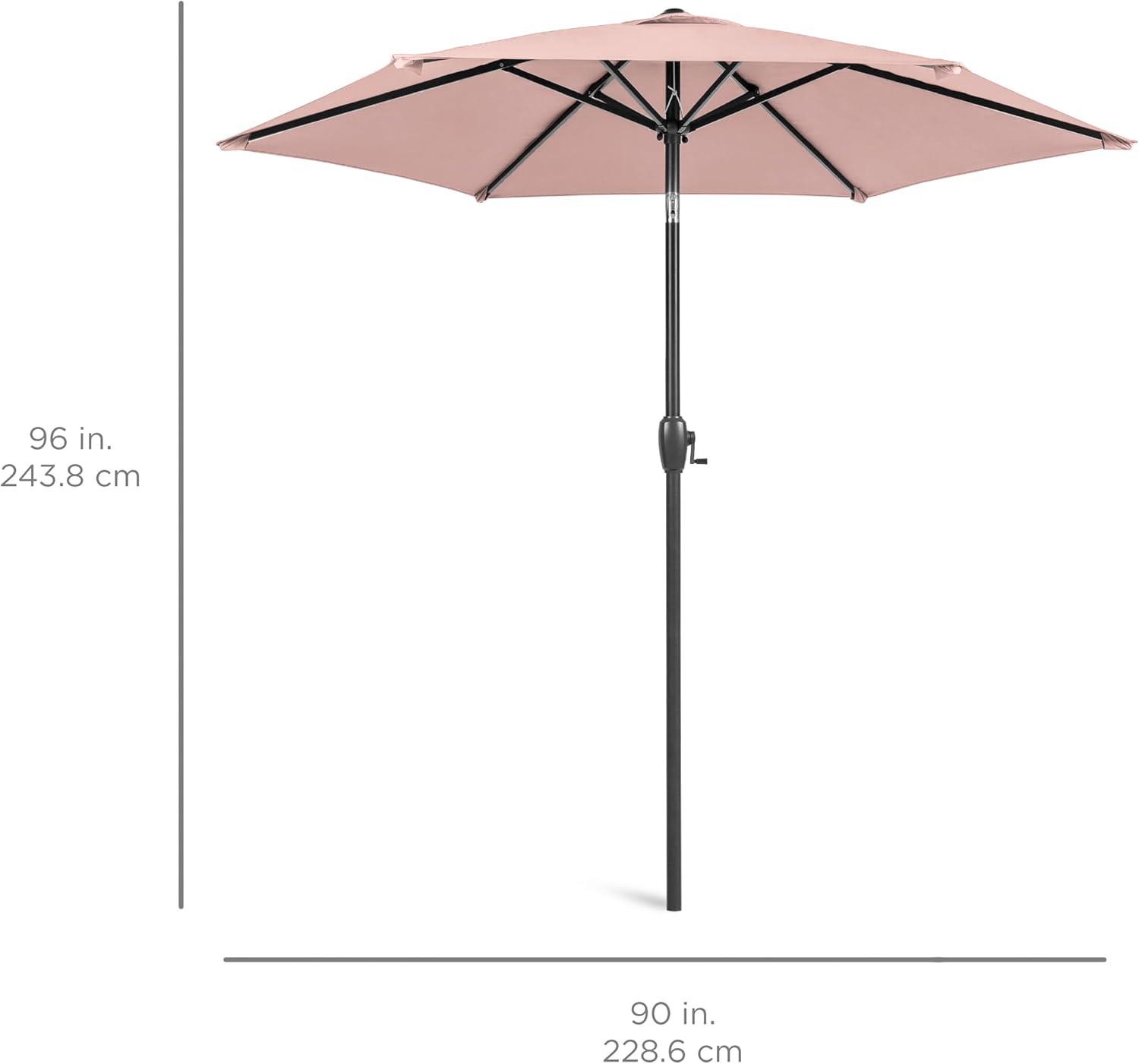 7.5ft Rose Quartz Polyester Outdoor Market Patio Umbrella with Steel Pole