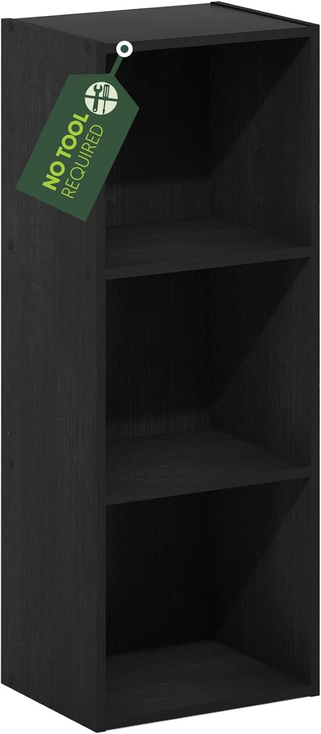 Furinno Pasir 3-Tier No Tool Assembly Open Shelf Bookcase, Blackwood