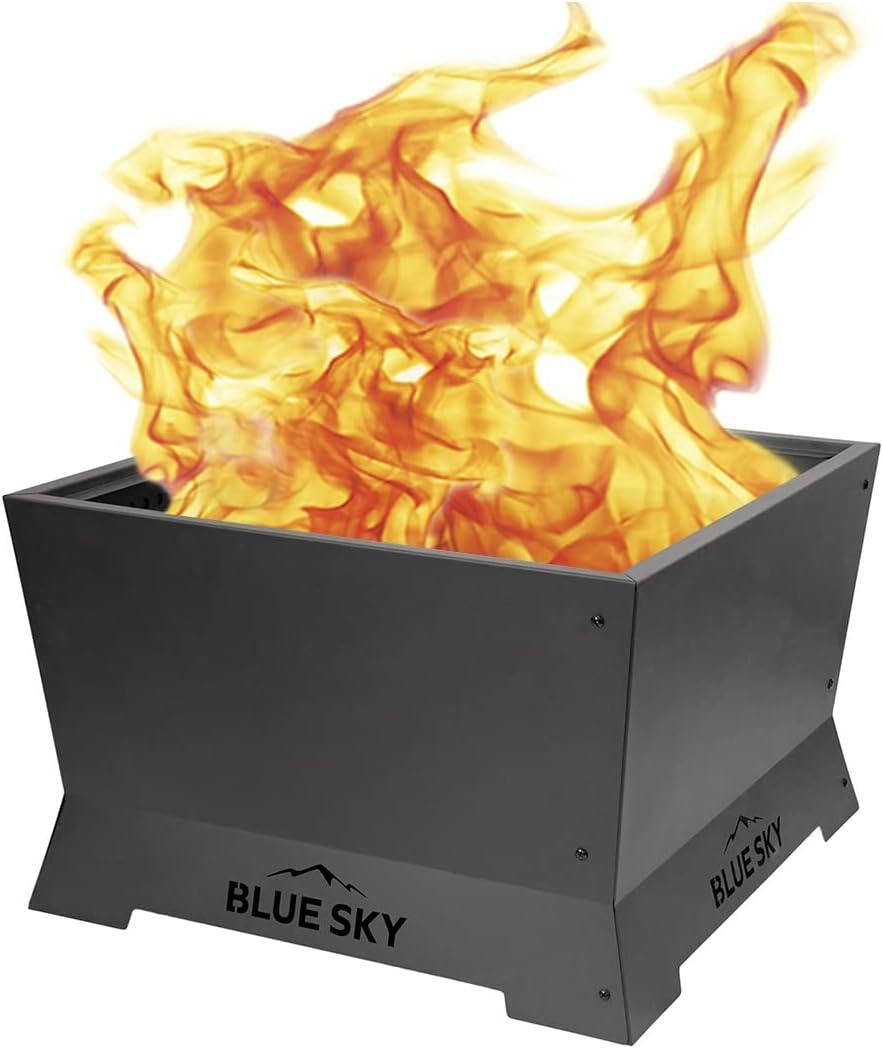 Blue Sky 28" Black Steel Smokeless Square Fire Pit