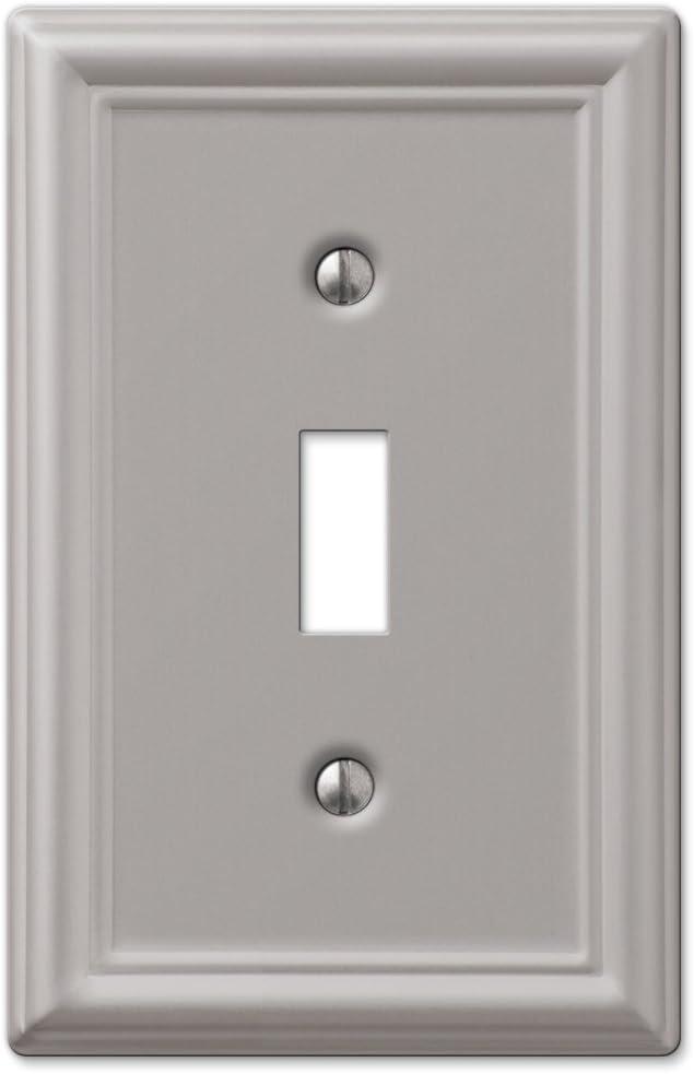 Amerelle Chelsea Brushed Nickel 1 gang Stamped Steel Toggle Wall Plate 1 pk