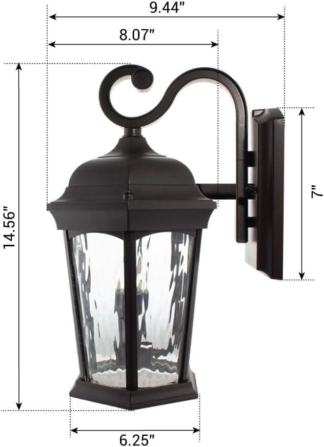 Classic Oil-Rubbed Bronze Medium Lantern Sconce with Etched Glass