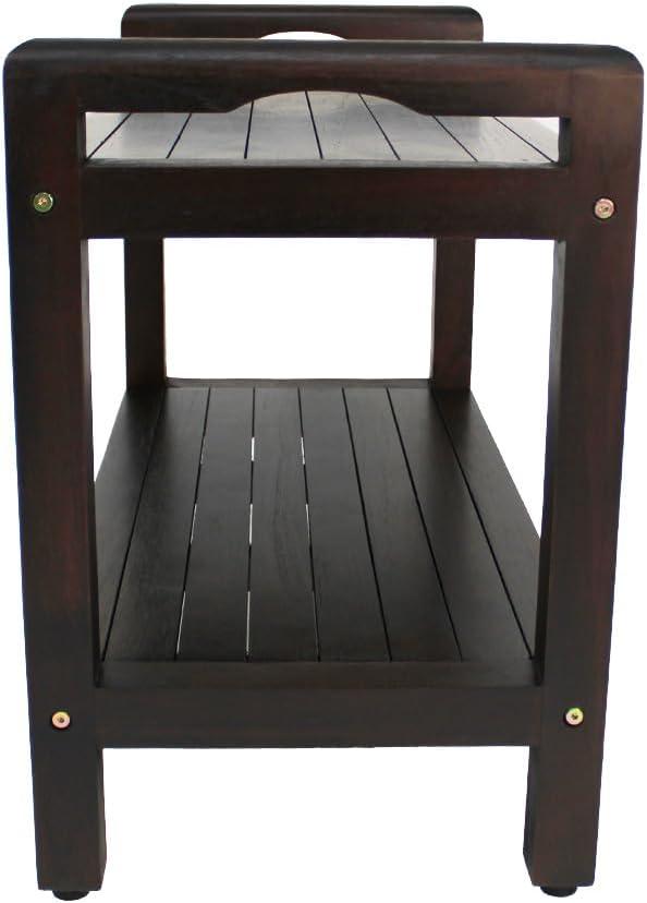 DecoTeak Eleganto 29 Inch Brown LiftAide Arms Waterproof Teak Wood Shower Bench Stool Seat Chair for Inside Shower Storage Shelf Provides Safety, Storage, and Organization for Bathroom Accessories