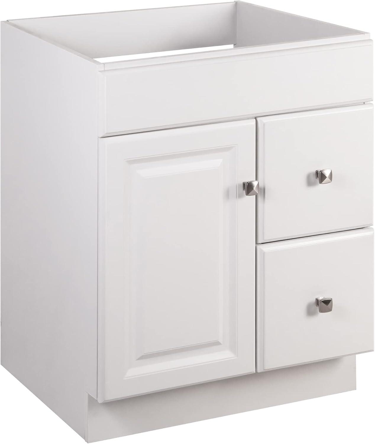 Wyndham 24-Inch 1-Door Unassembled Bathroom Wood Vanity Without Top in White