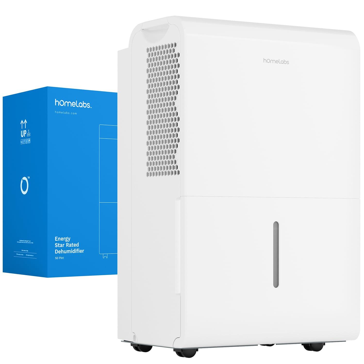 hOmeLabs hOmeLabs 50 Pint Wi-Fi Dehumidifier for up to 7,000 Sq Ft Rooms (MAX 120 Pint at 95°F, 90% RH) – Powerful Humidity Control for Large Rooms and Basements