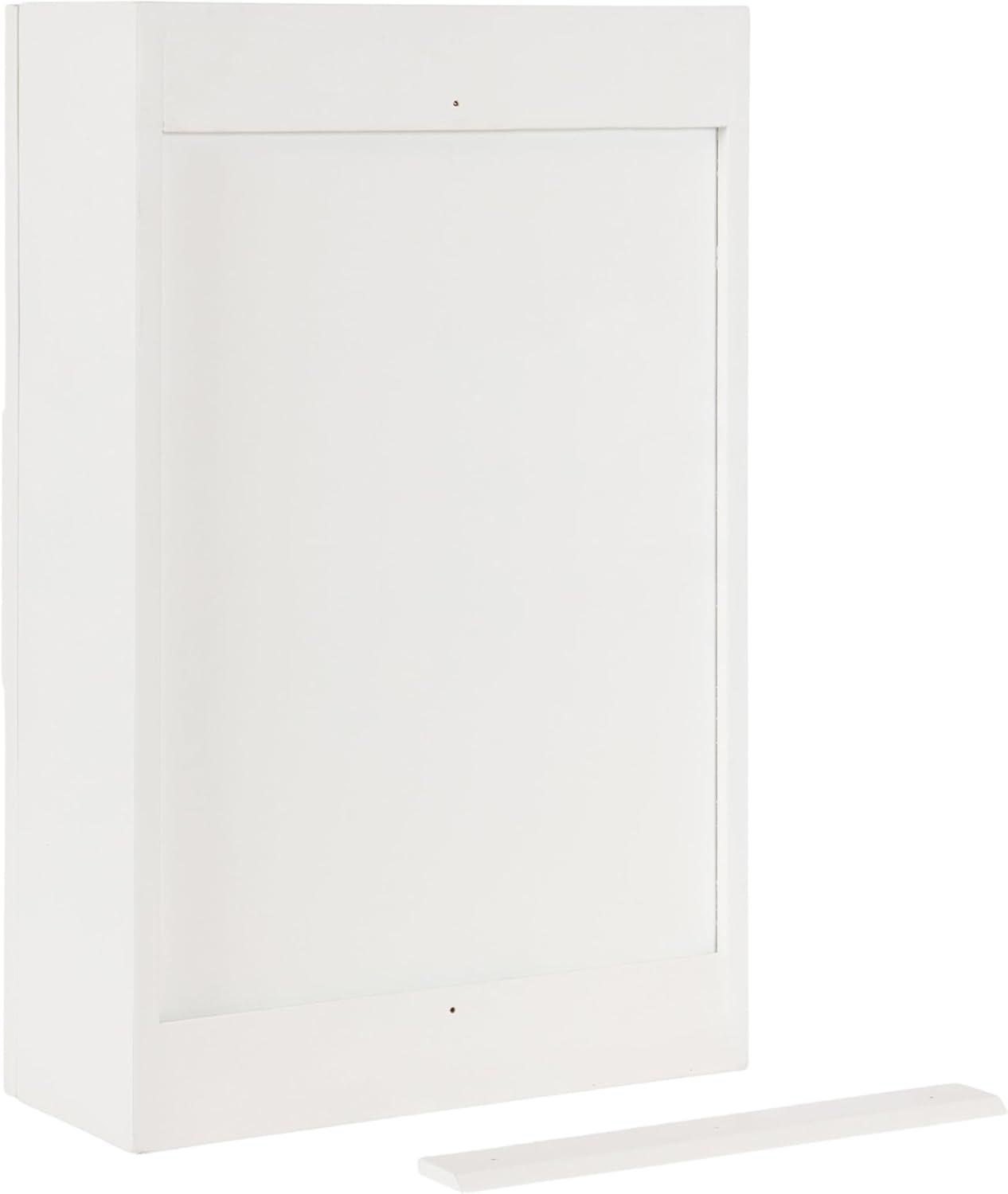 Kate and Laurel Ori Transitional Cane Wall Cabinet with Door, 15 x 7 x 24, Painted White Wood and Natural Rattan, Decorative Rattan Over the Toilet Cabinet with Three Shelves for Decor and Display