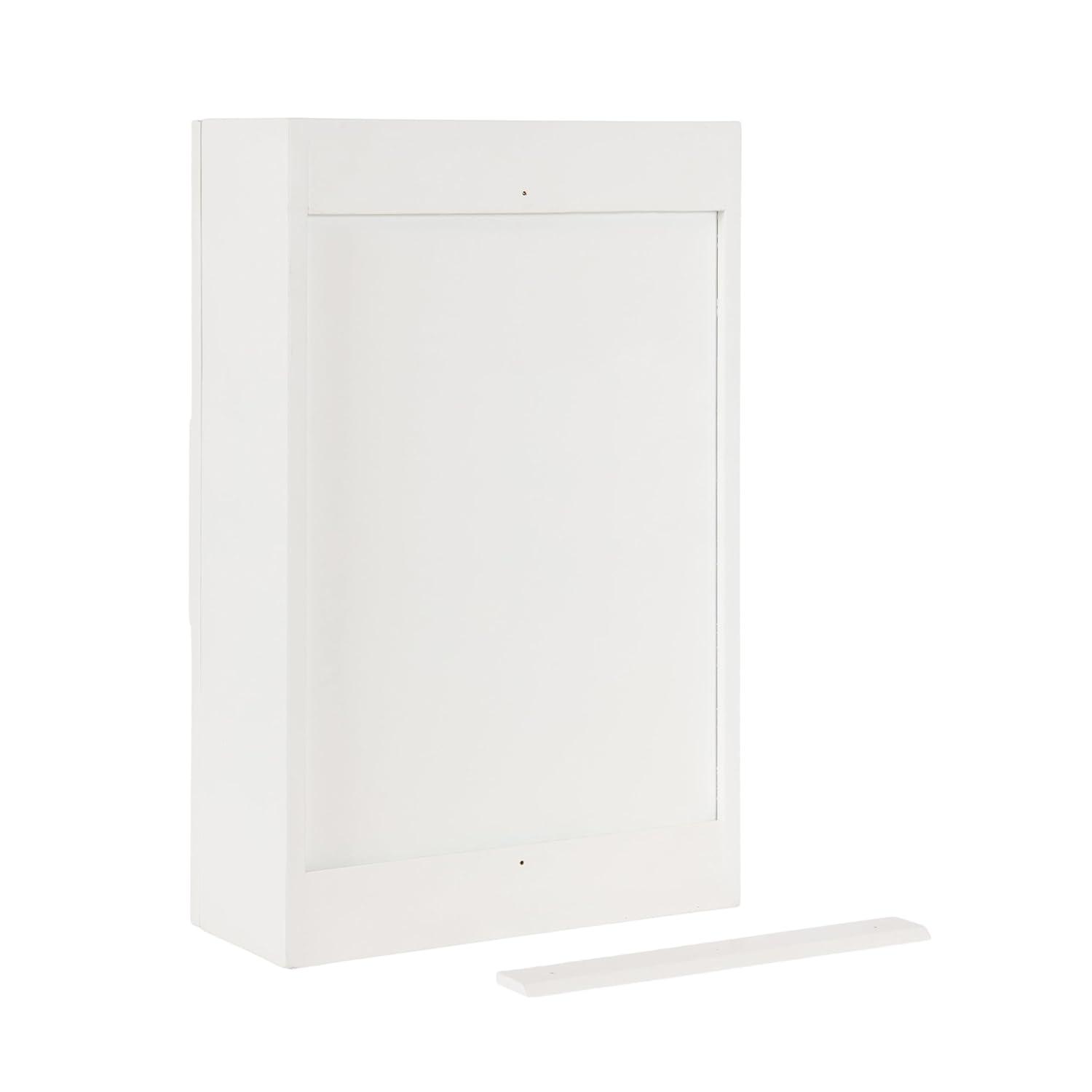 Kate and Laurel Ori Transitional Cane Wall Cabinet with Door, 15 x 7 x 24, Painted White Wood and Natural Rattan, Decorative Rattan Over the Toilet Cabinet with Three Shelves for Decor and Display