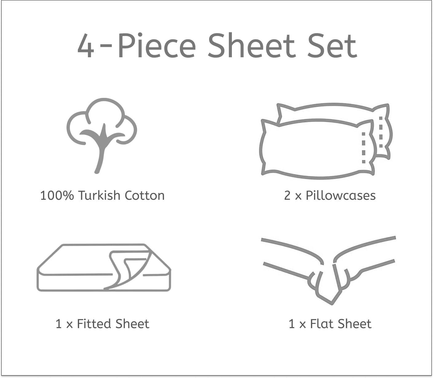 Venice Home 100% Cotton Jersey Bed Sheet Set - Extra Soft - Easy Fit - 4 Piece Set - Comfy – 4 pcs