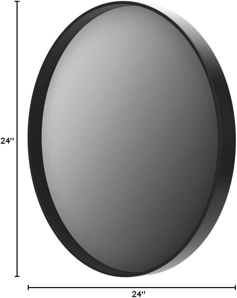 Tetote Black Round Mirror for Bathroom, 24 inch Modern Circle Mirrors, Wall Mounted Matte Metal Frame Entryway Decorative Farmhouse Vanity Mirror