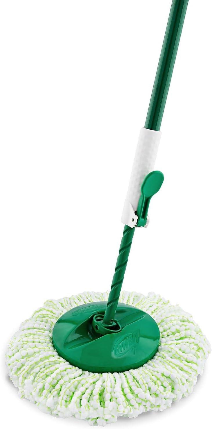 LoWyiL All-In- One Microfiber Spin Mop and Bucket Floor Cleaning System, 2 Gallons, Green & White