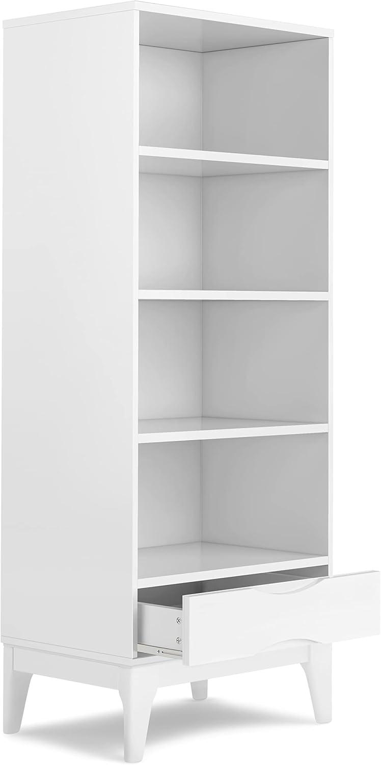 Transitional Solid Hardwood Adjustable Bookcase with Storage in White