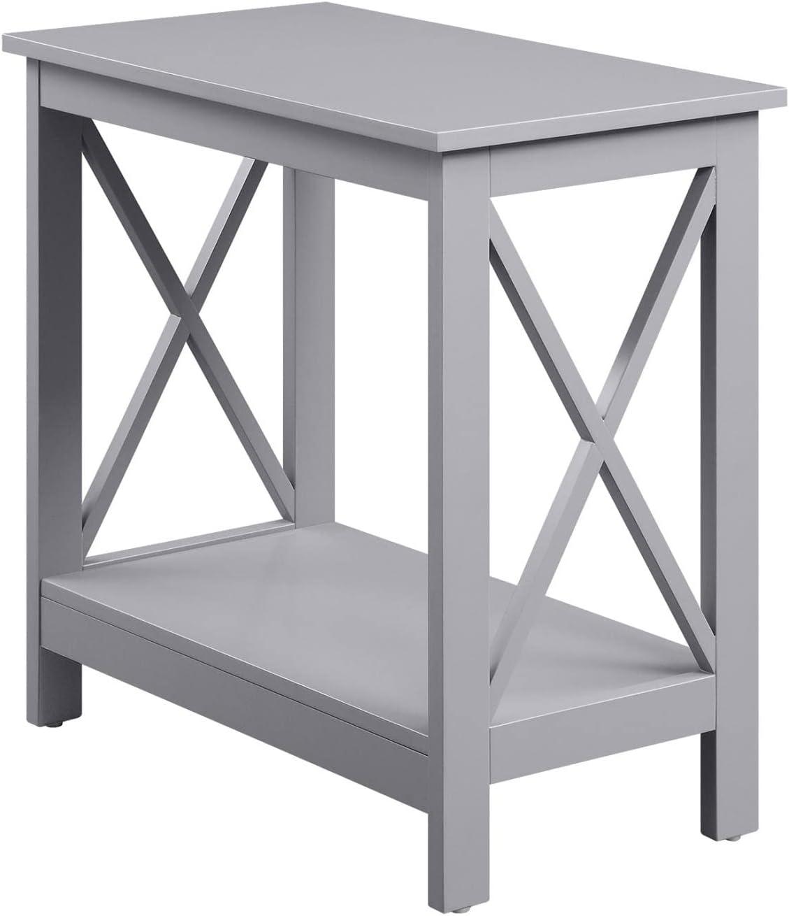 Convenience Concepts Oxford Chairside End Table with Shelf in Gray Wood Finish