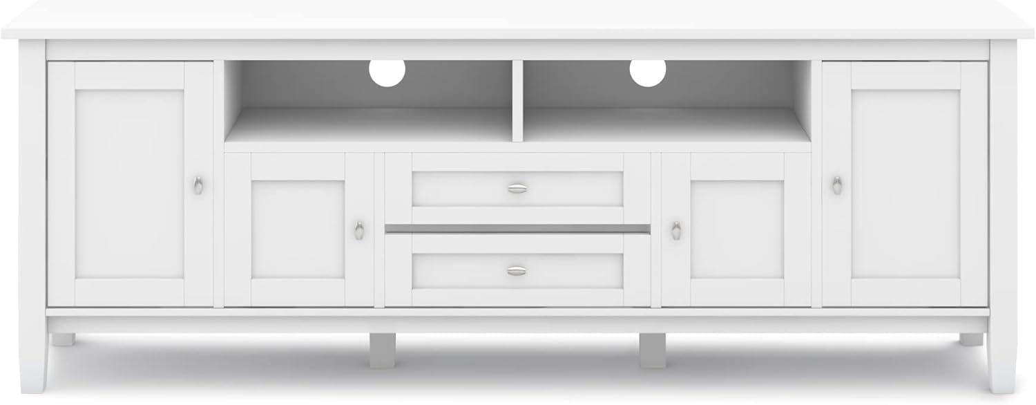 Simpli Home Warm Shaker 72"W Solid Wood TV Stand for TVs up to 80" with 4 Storage Cabinets and 2 Drawers