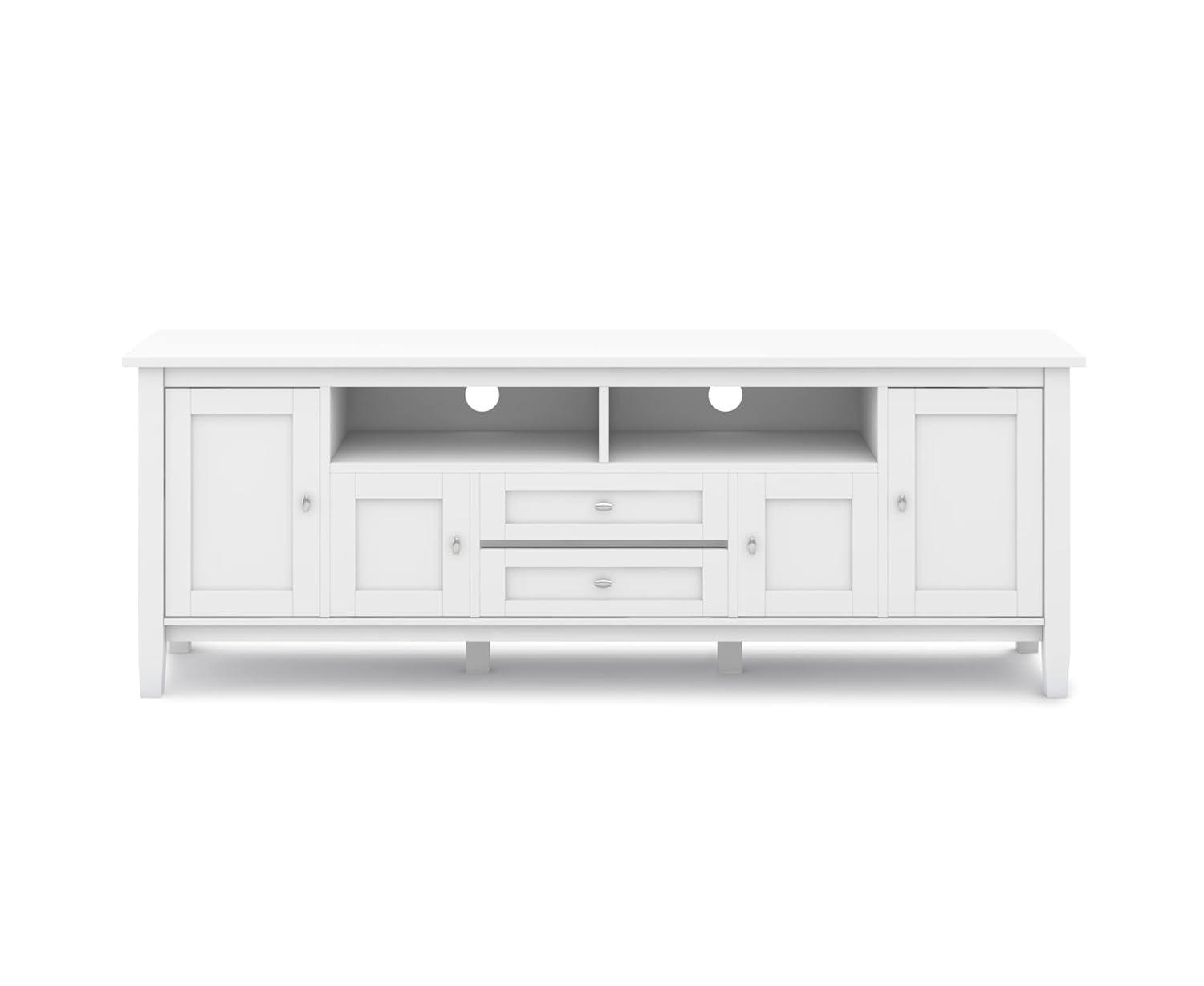 Simpli Home Warm Shaker 72"W Solid Wood TV Stand for TVs up to 80" with 4 Storage Cabinets and 2 Drawers