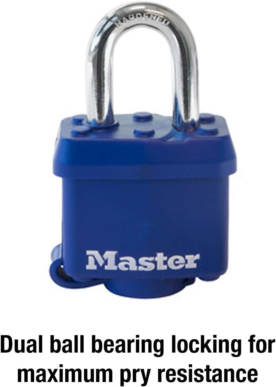 Master Lock Covered Laminated Steel 1-9/16in (40mm) Padlock with Key, 1-1/16 in (27mm) Shackle