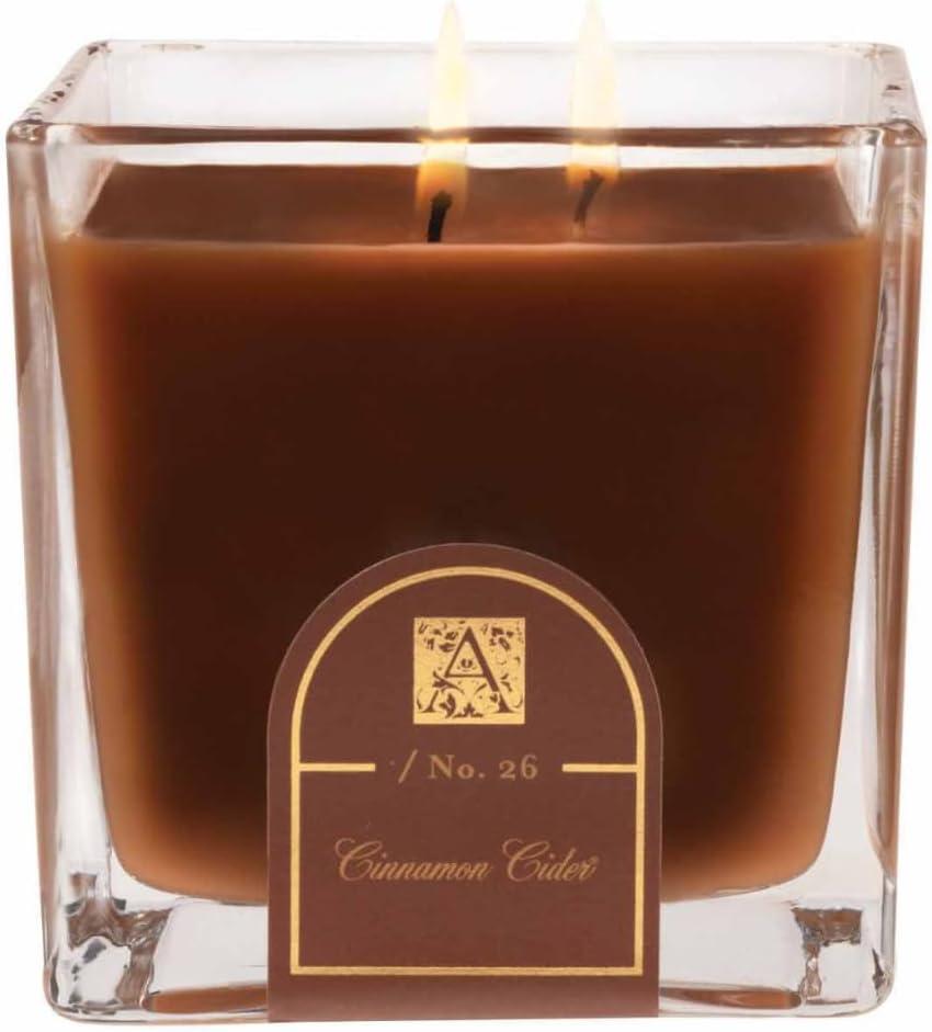 Cinnamon Spice Brown Glass Cube Scented Candle 12oz