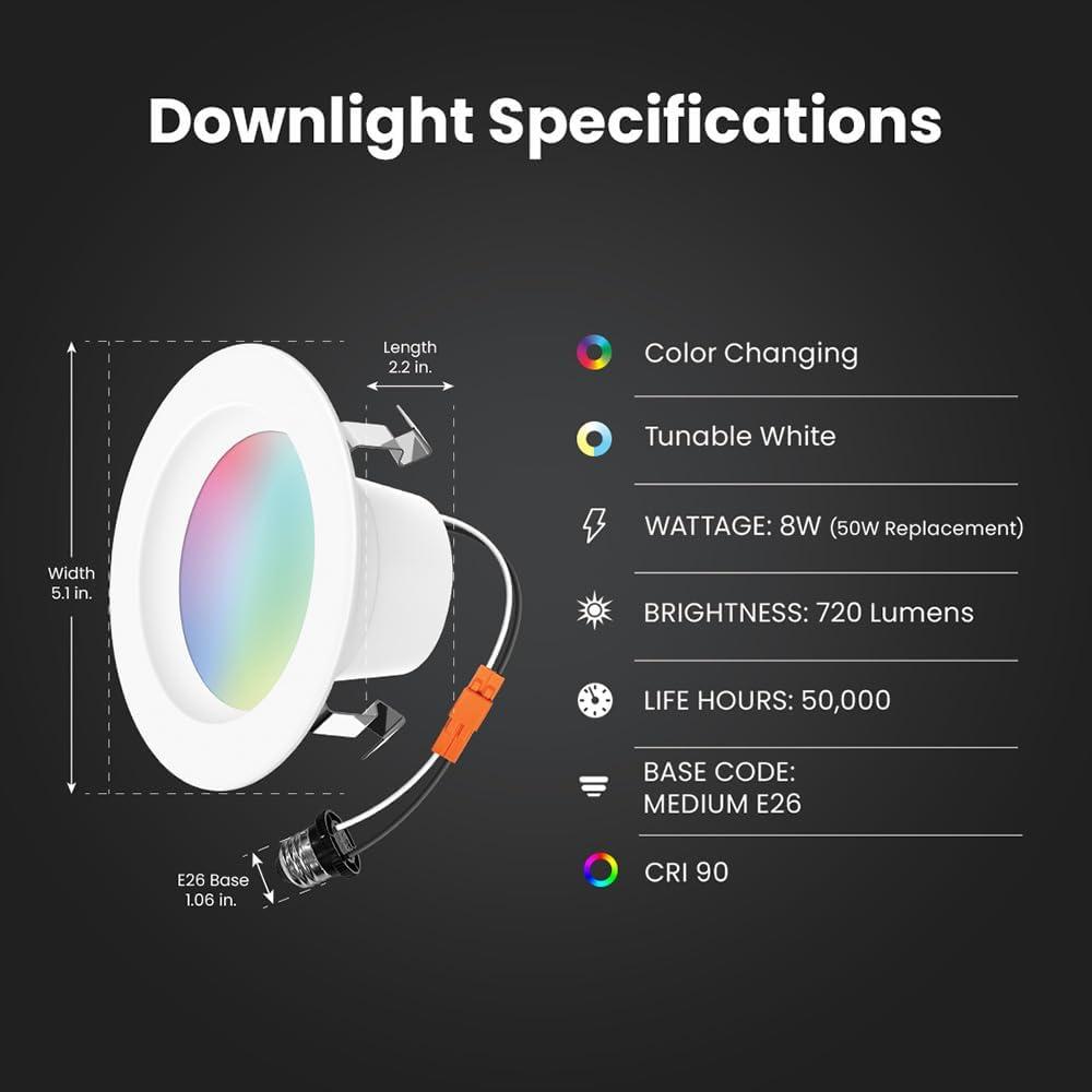 Feit Electric Frost White 4 in. W Aluminum LED Dimmable Recessed Downlight 8 W