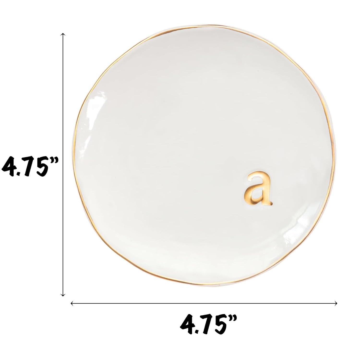 COLLECTIVE HOME - Ceramic Jewelry Tray, Decorative Trinket Dish for Rings Earrings Necklaces Bracelet Watch Keys, Birthday Mother's Day Christmas Gift for Women, 4.75", White Surface (O)