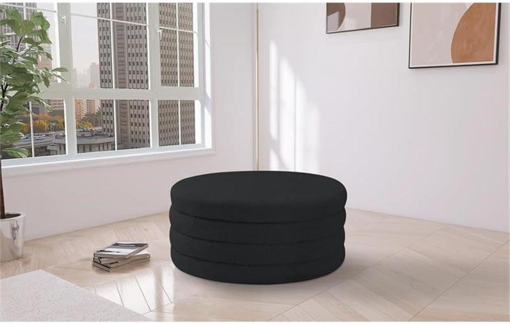 Meridian Furniture Aphia Black Boucle Fabric Ottoman/Coffee Table