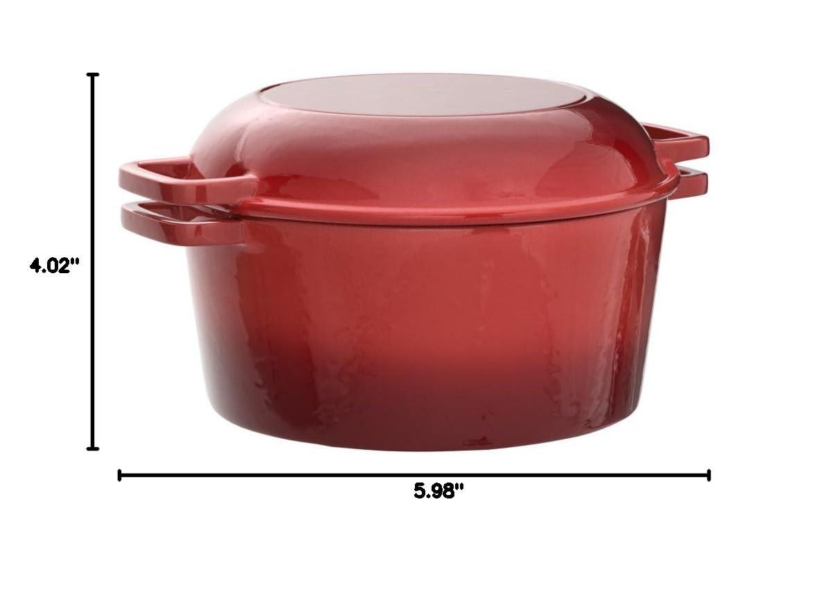 Red Enameled Cast Iron 7-Quart Dutch Oven with Porcelain Lid