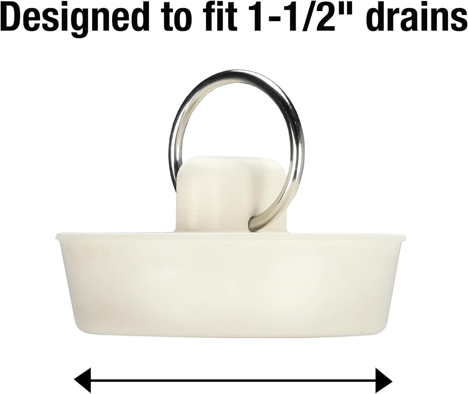 White Rubber Sink Stopper with Split-Type Ring, 1-1/2 inch