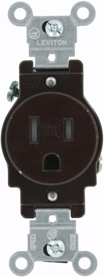 Brown Tamper Resistant Single Outlet with Wall Plate