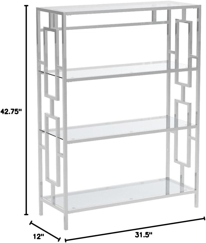 Convenience Concepts Town Square Chrome 4 Tier Bookcase, Glass/Chrome