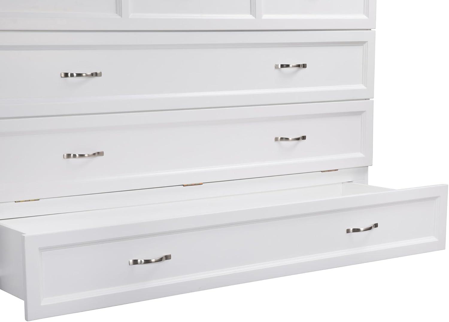 Queen Deerfield Murphy Bed Chest with Charging Station White - AFI: Space-Saving, Fold-Out Mattress, Elegant Design