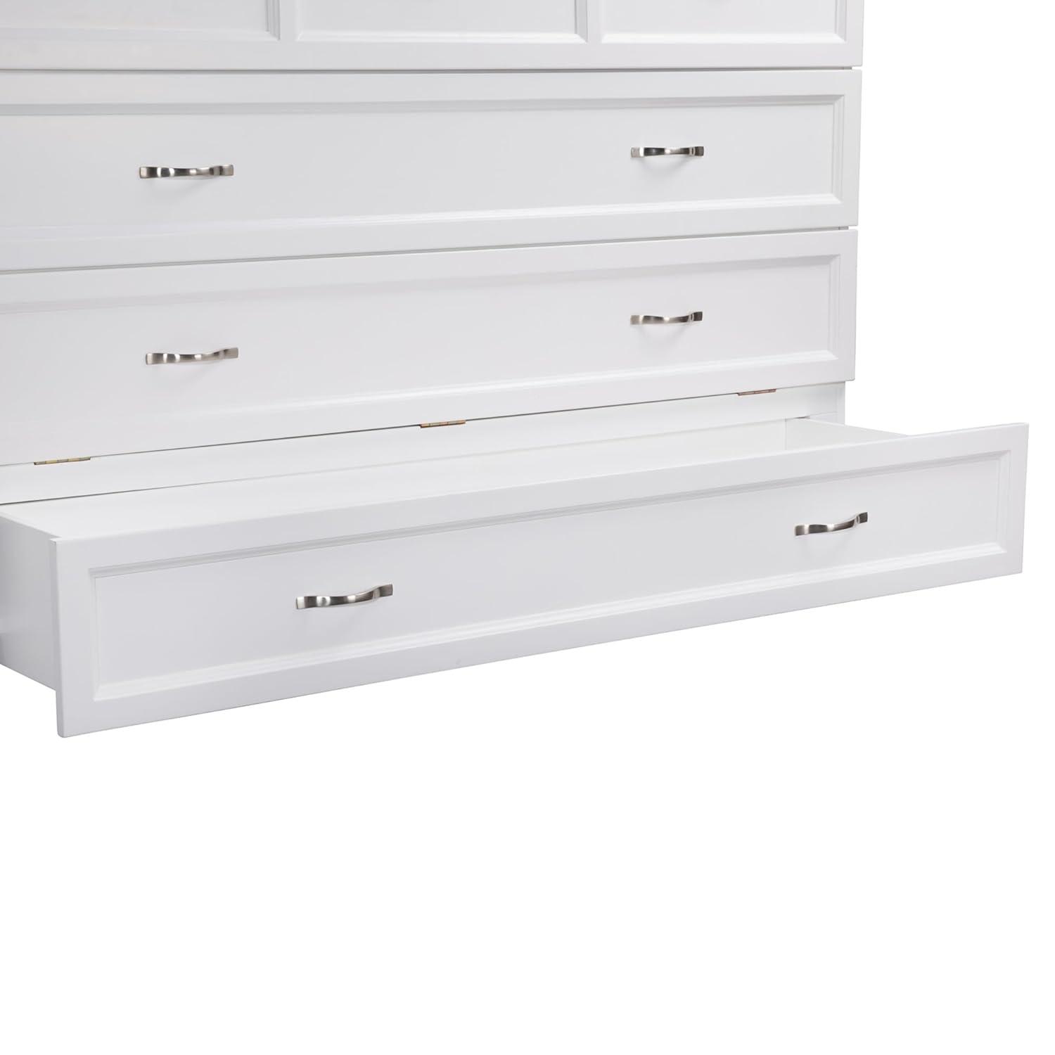 Queen Deerfield Murphy Bed Chest with Charging Station White - AFI: Space-Saving, Fold-Out Mattress, Elegant Design