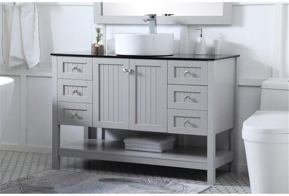 Elegant Decor Ralph 48" MDF Wood and Steel Vessel Sink Bathroom Vanity in Gray
