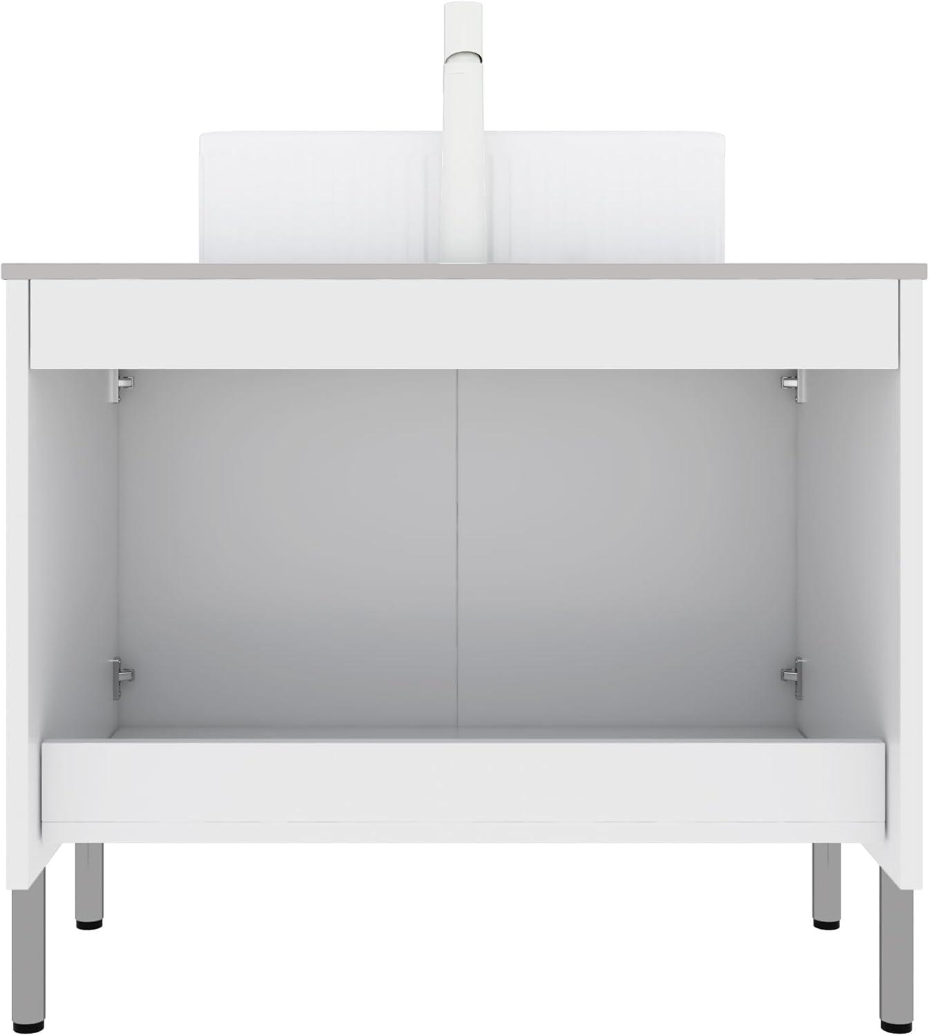 Little Tulip 30" Bathroom Cabinet with Sink, Modern Bathroom Vanity with 2 Doors, White