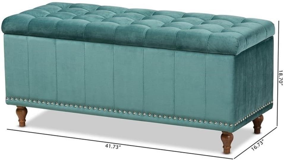 Kaylee Velvet Upholstered Button Tufted Ottoman Bench with Interior Storage - Baxton Studio
