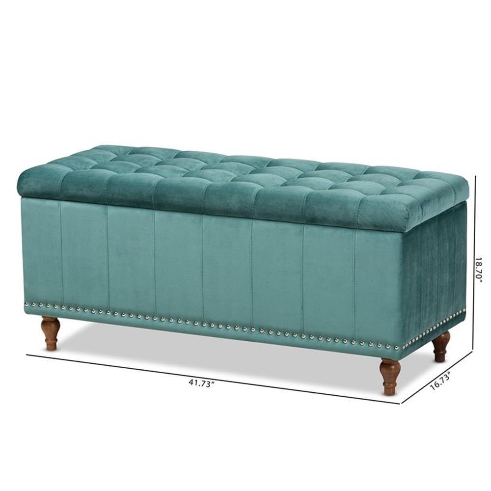 Kaylee Velvet Upholstered Button Tufted Ottoman Bench with Interior Storage - Baxton Studio