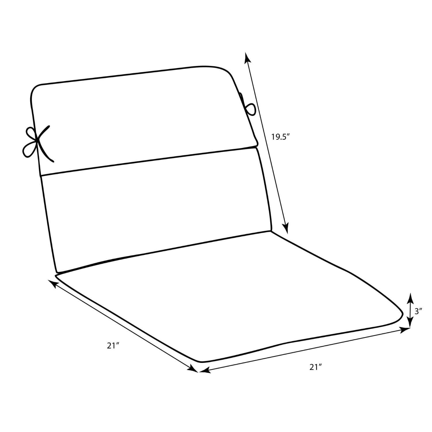 Anderson Rounded Corners Outdoor Chair Cushion Black - Pillow Perfect: Weather-Resistant Patio Seat with Ties