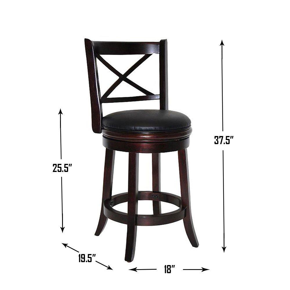 24" Georgia Swivel Hardwood Counter Height Barstool Cappuccino - Boraam: Upholstered, X-Back, 360-Degree