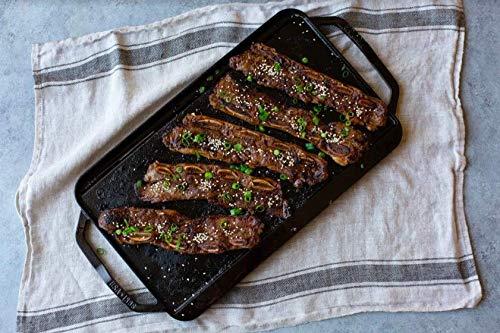 Lodge Chef Collection 20x10 Inch Cast Iron Chef Style Reversible Grill/Griddle. Two-in-One Seasoned Cookware for Stovetop Burners or a Campfire. Made from Quality Materials to Last a Lifetime